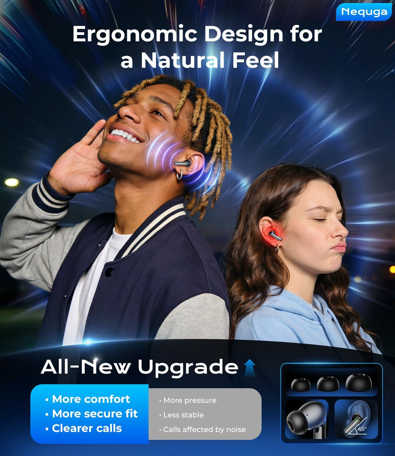 Wireless Earbuds Bluetooth Headphones, 50H Playtime Ear Buds with Mic, LED Digital Display Charging Case, IPX7 Waterproof, Deep Bass Stereo, In-Ear Earphone for Iphone Andriod Phone - Steel