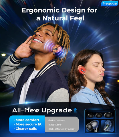 Wireless Earbuds Bluetooth Headphones, 50H Playtime Ear Buds with Mic, LED Digital Display Charging Case, IPX7 Waterproof, Deep Bass Stereo, In-Ear Earphone for Iphone Andriod Phone - Steel